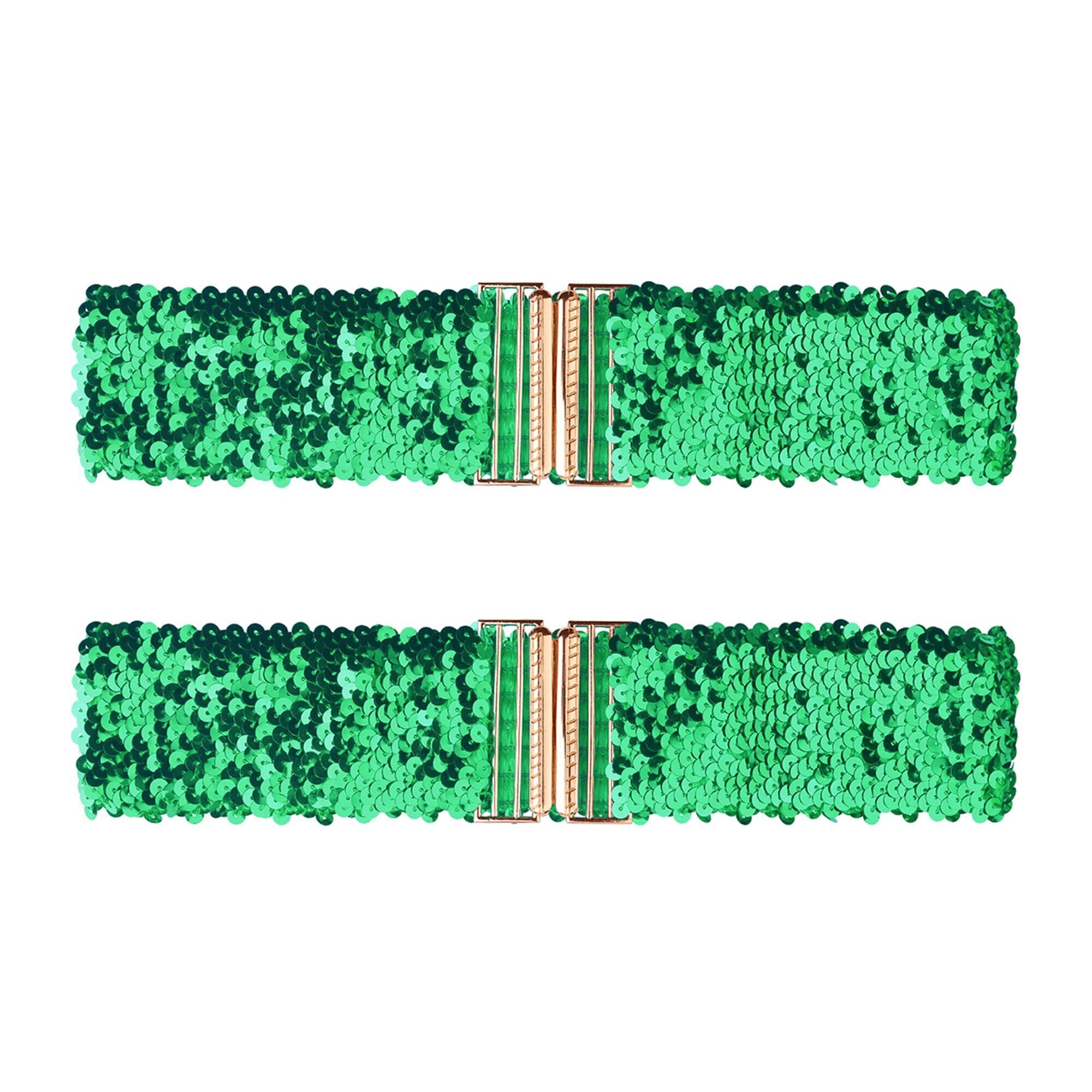 2679 Ladies Shinny Wide Waist Belts Interlock Buckles Sequins Decor